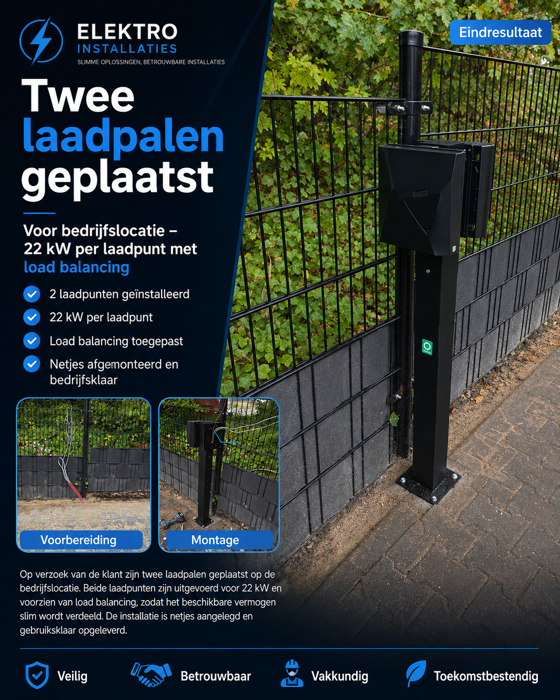 twee laadpalen plaatsen 22KW